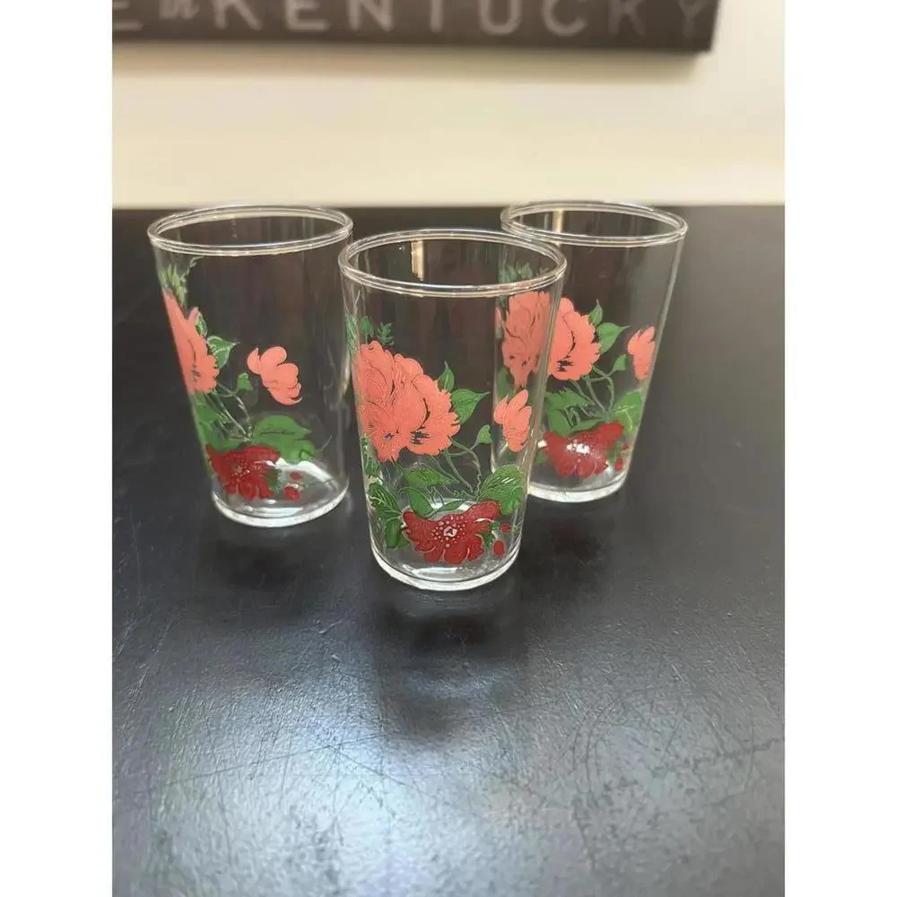 Vintage Federal Glass‎ Juice Glass with Floral